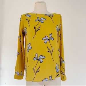 LOFT Yellow and Blue Floral Blouse size XSP